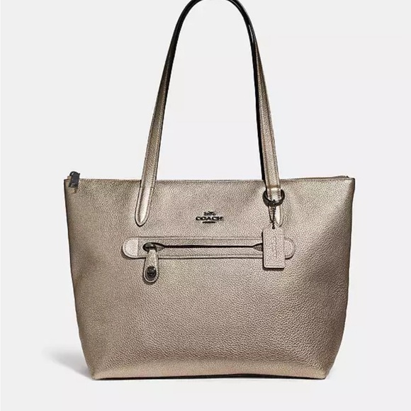 Coach 23592 Grey Pewter charcoal Metallic Taylor Tote - Picture 11 of 14